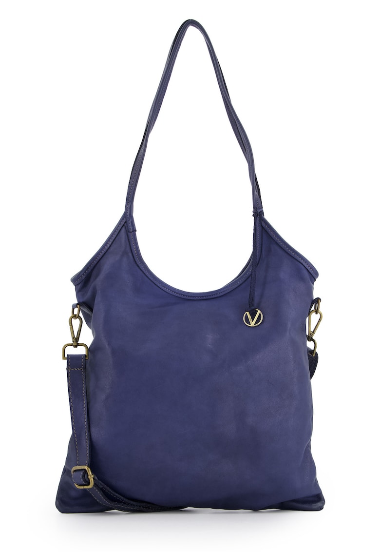 Geanta dama shopper din piele naturala - granat - 36x37x8cm - cu 3 buzunare interioare - curea detasabila max. 108cm