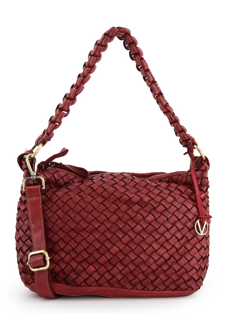 Geanta de umar pentru femei - bordeaux - piele naturala - 38x23x12cm - curea detasabila 60cm