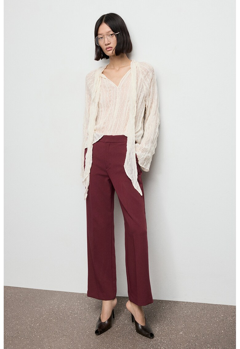 Pantaloni drepti cu talie inalta - Rosu