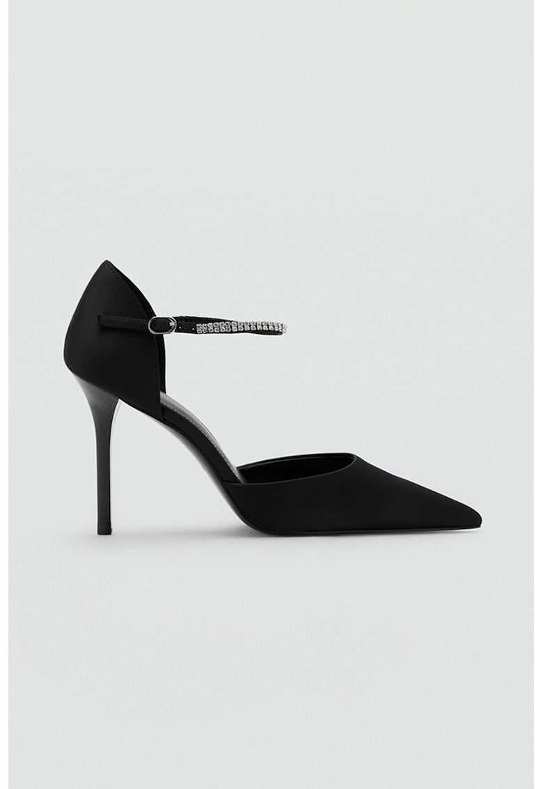 Pantofi stiletto cu strasuri - Negru