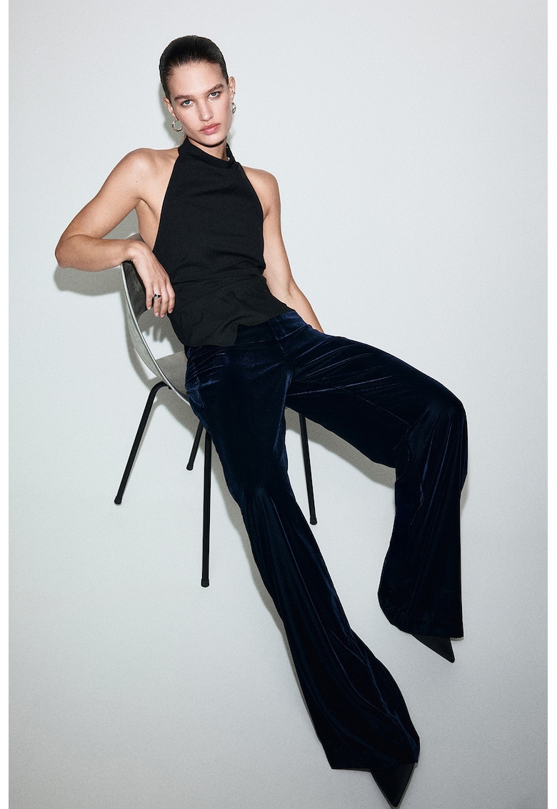 Pantaloni drepti cu aspect de catifea