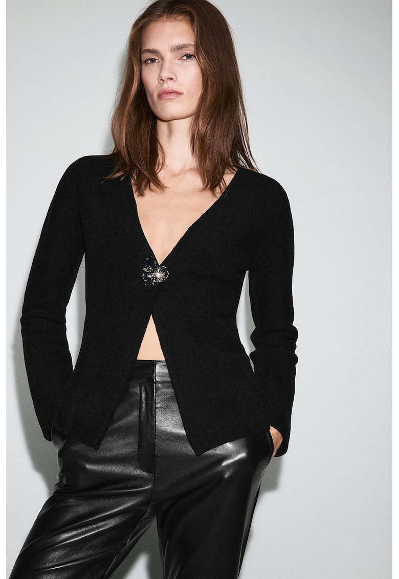 Pulover uni cu decolteu in V