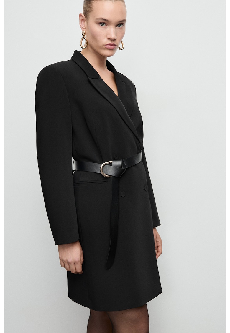 Rochie-sacou cu doua randuri de nasturi - Negru