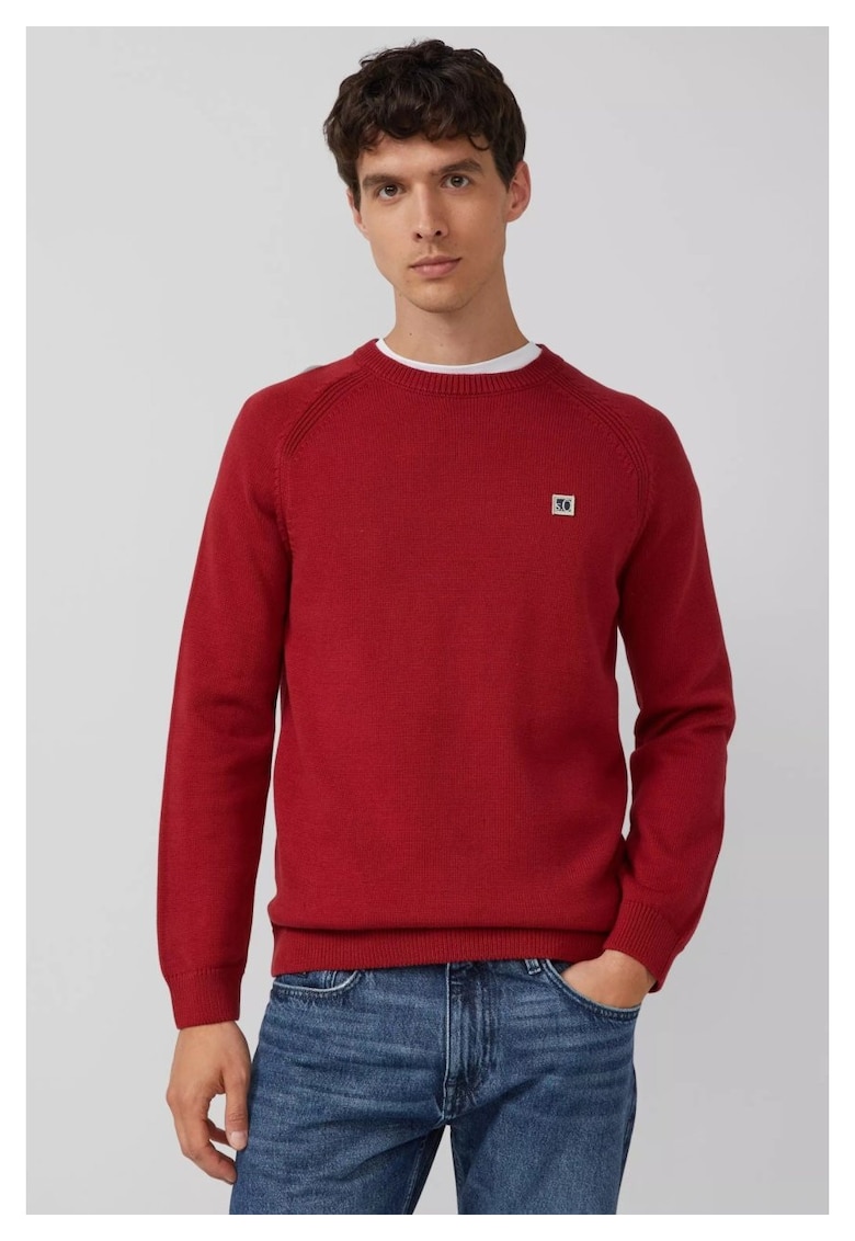 Pulover tricotat din bumbac cu maneci raglan