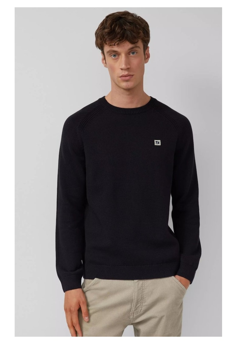 Pulover tricotat din bumbac cu maneci raglan