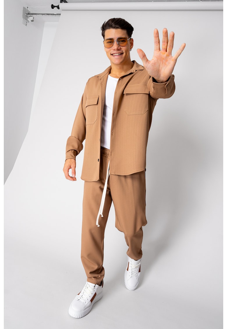 Set Camasa cu buzunare si pantalon lung Beige III 18738