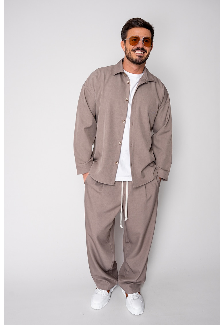 Set Oversized Camasa si pantalon lung Taupe 18758