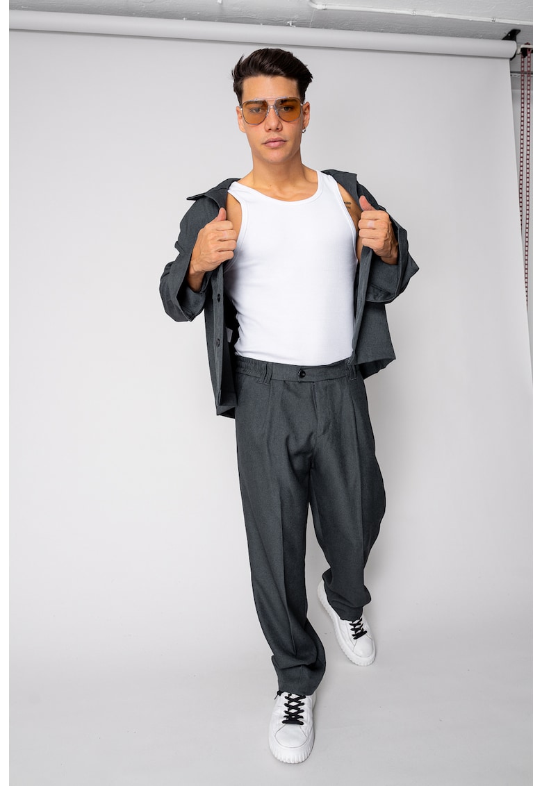 Set Camasa si pantalon lung Oversized Grey Anthracite 18770