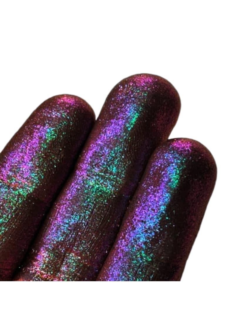 Pigment PK60 roscat-violet cu irizatii turcoaz-roz-verzi Sparkle/Microglitter pentru machiaj - 1g