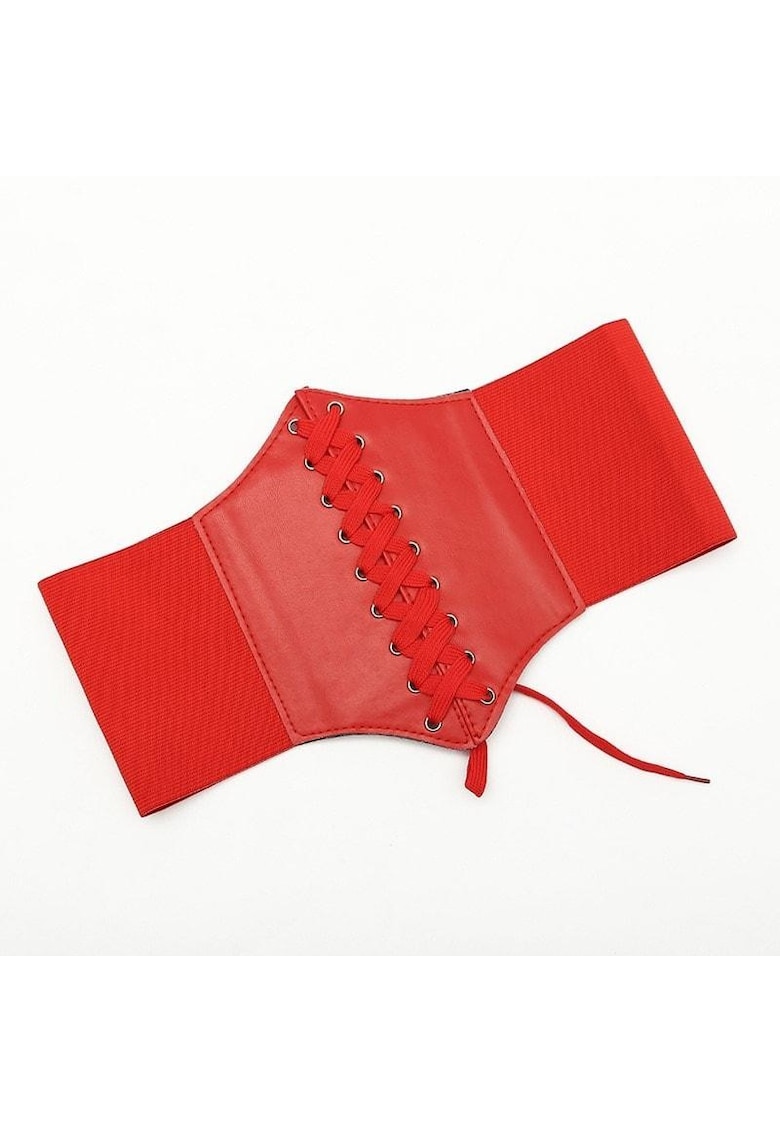 Centura de talie - rosie - tip corset - elastica - din piele ecologica - Alfast C1