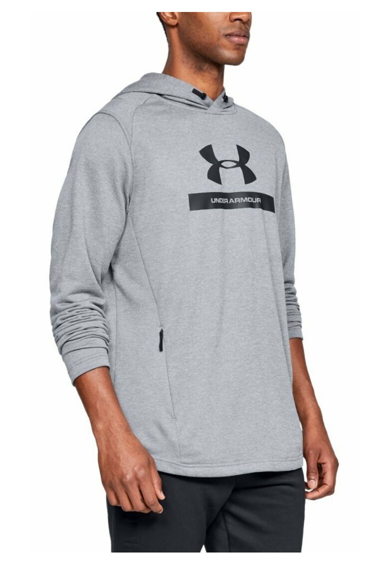 Bluza barbateasca MK1 Terry sportiva gri cu gluga