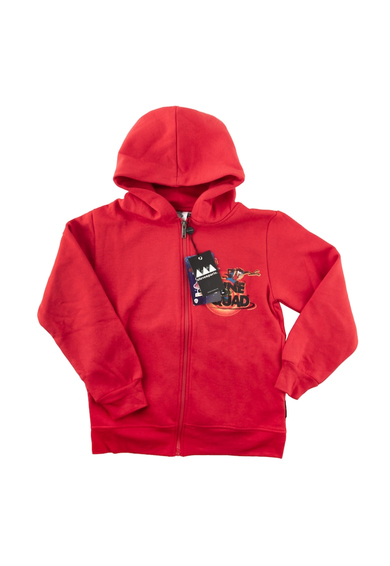 Bluza pentru tineri rosie cu gluga - tip trening