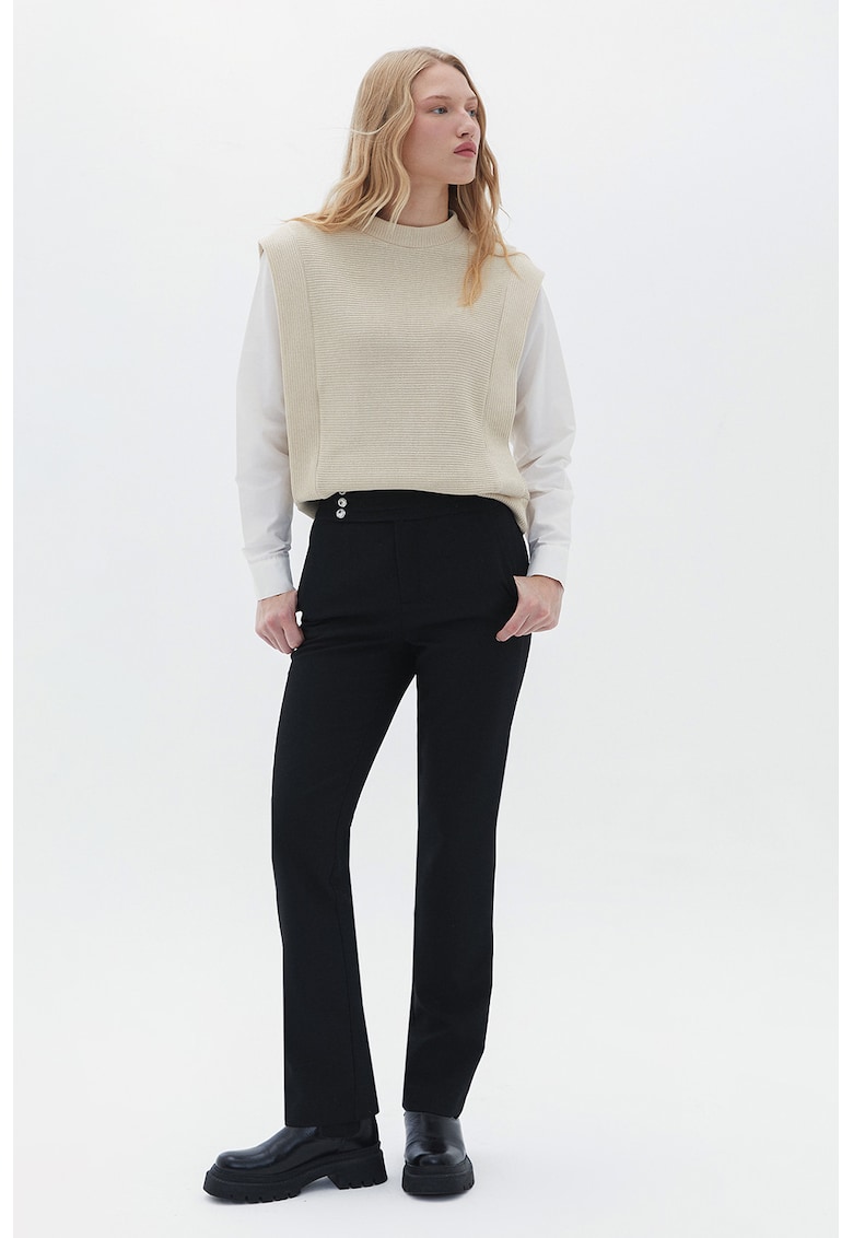 Pantaloni drdepti cu talie inalta - Negru