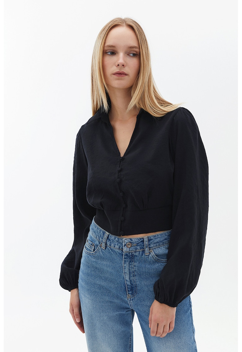 Camasa crop din amestec de modal