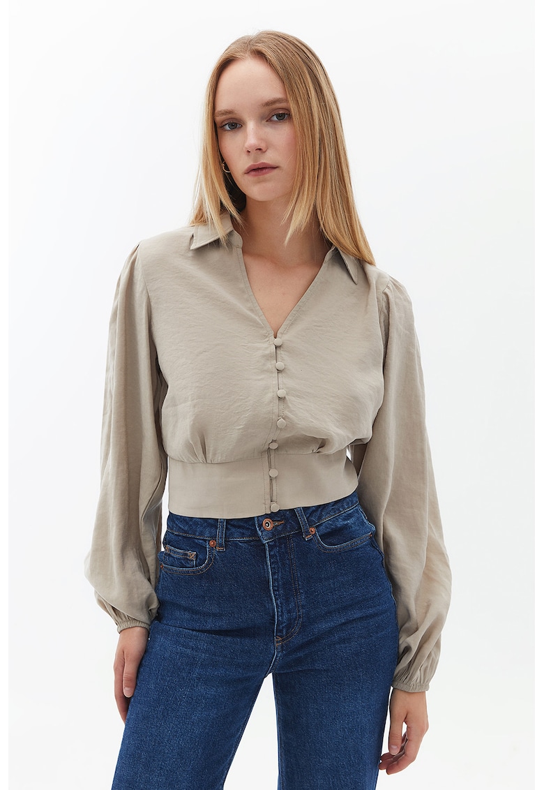 Camasa crop din amestec de modal