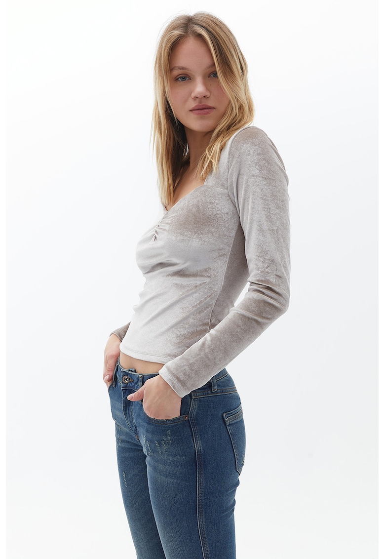 Bluza cu decolteu in V si model uni