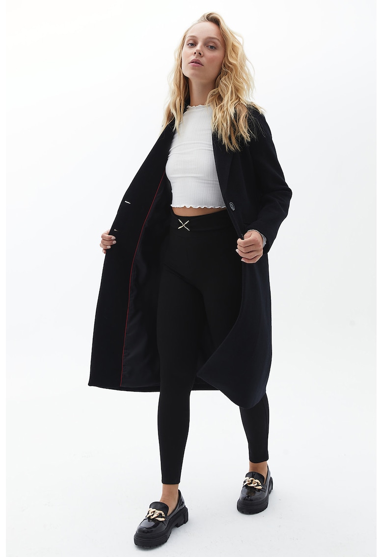 Colanti crop cu talie inalta - Negru