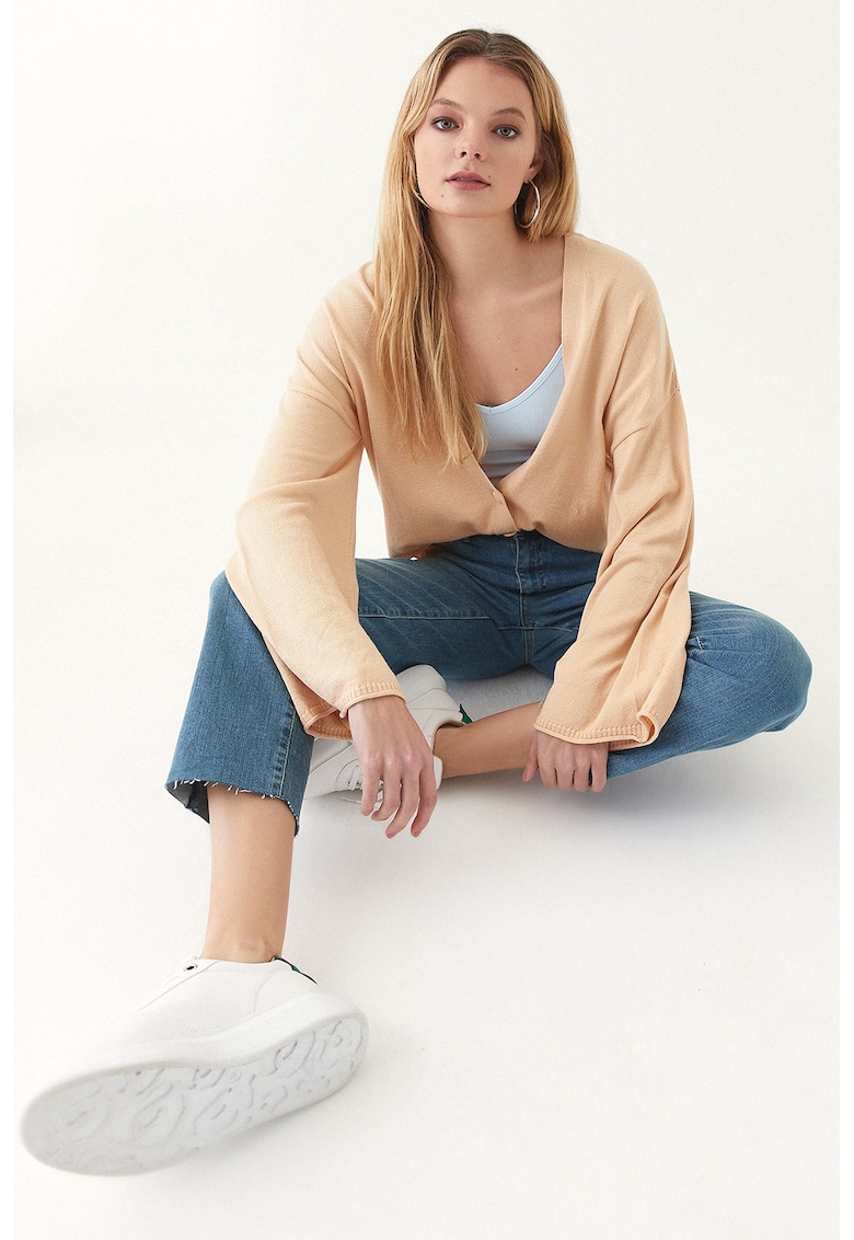 Cardigan uni lejer - Roz somon