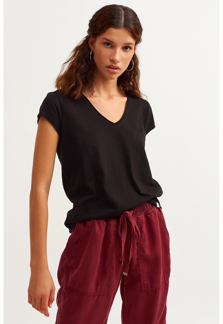 Tricou de bumbac cu maneci foarte scurte