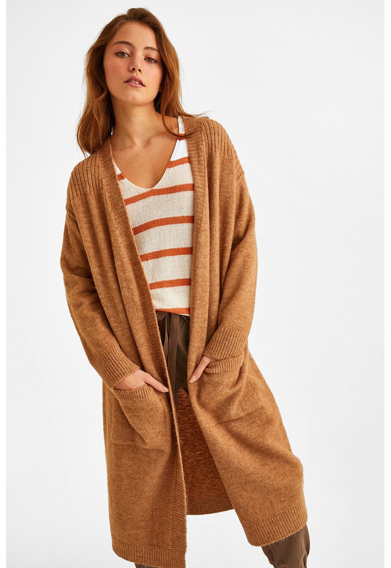 Cardigan tricotat fin cu buzunare