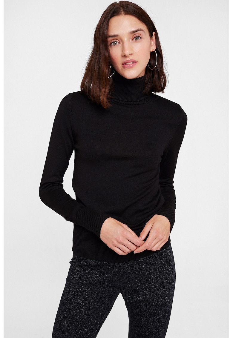 Pulover slim fit cu guler inalt