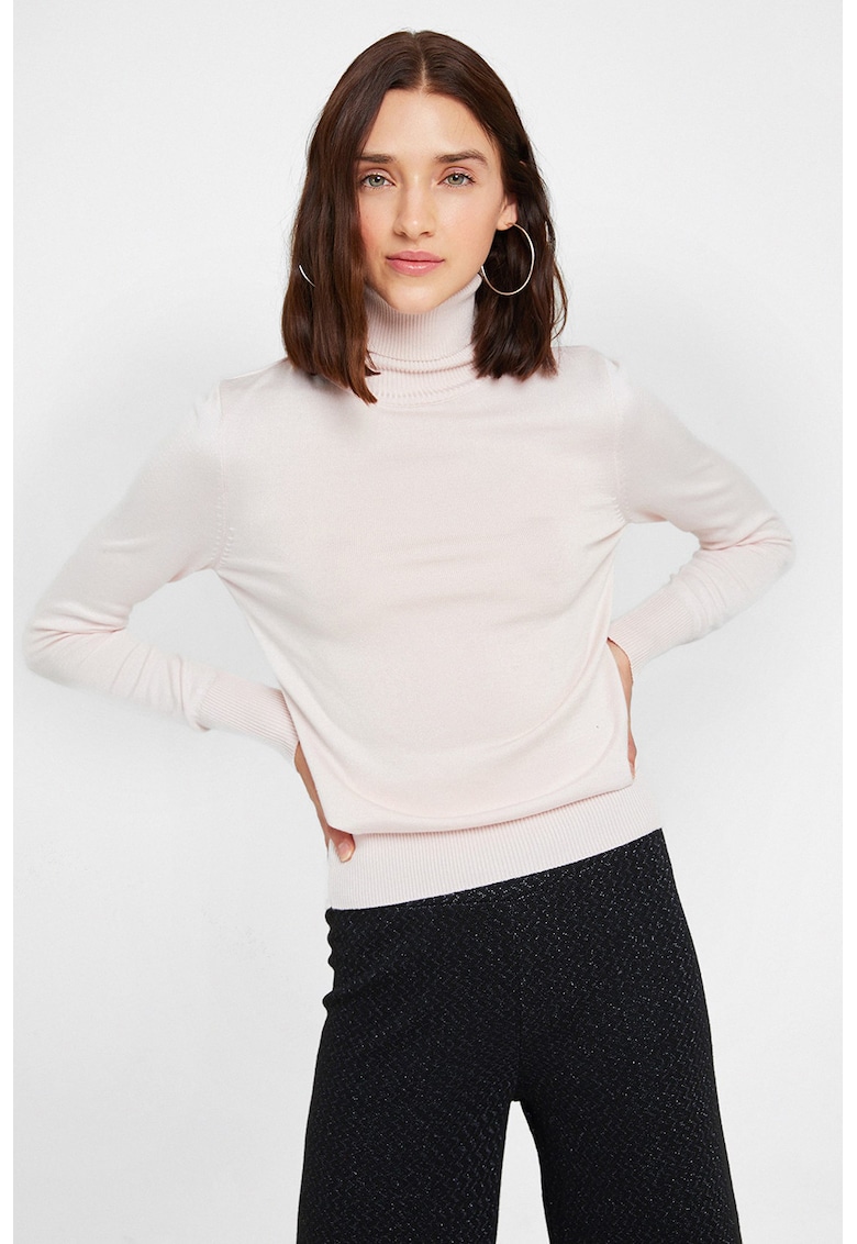 Pulover slim fit cu guler inalt