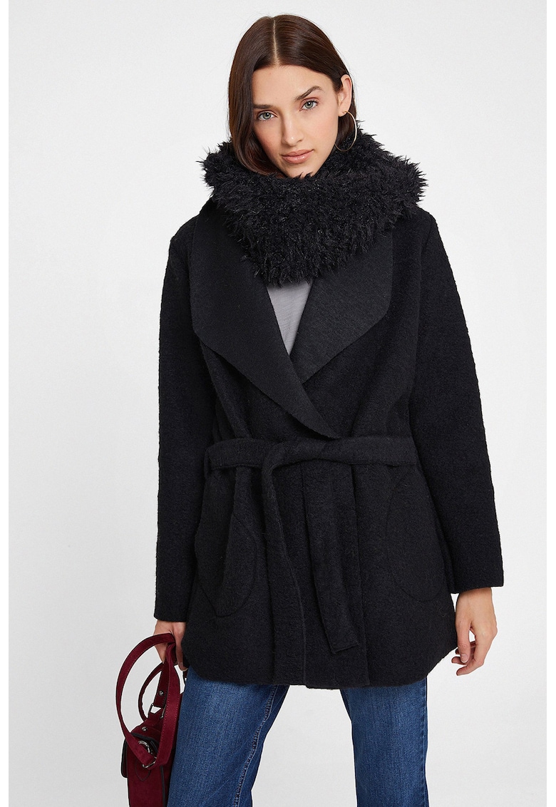 Cardigan din amestec de lana cu un cordon in talie