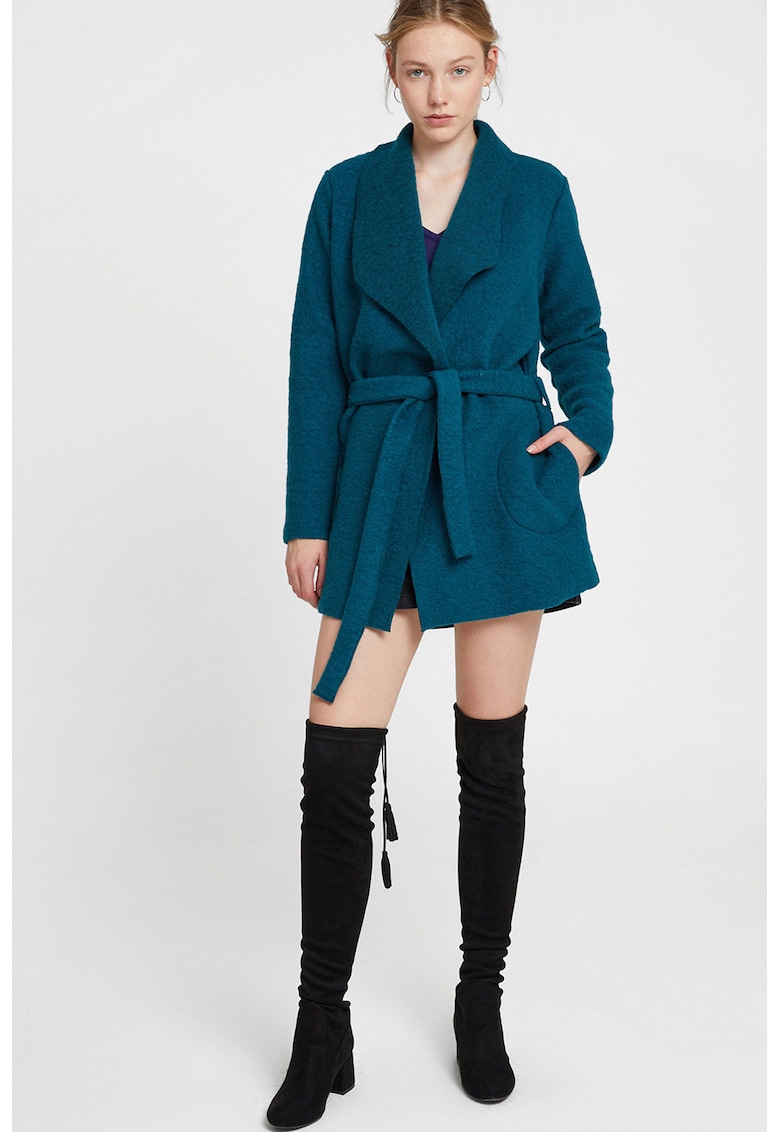 Cardigan din amestec de lana cu un cordon in talie