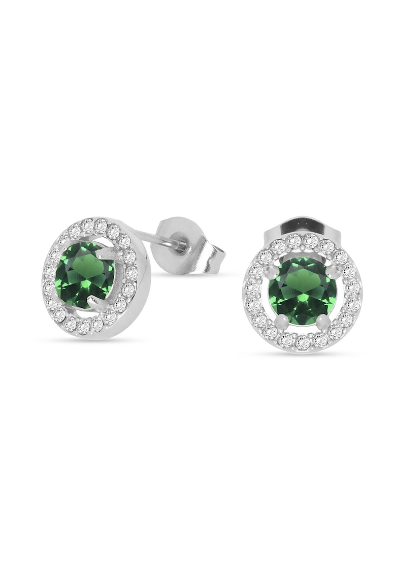 Cercei de otel inoxidabil cu cristale - Verde/Argintiu