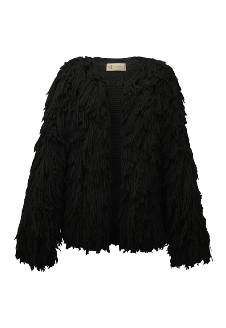 Jacheta din lana tricotata manual Hecate - Negru