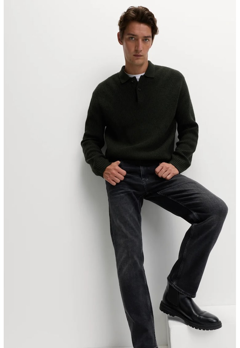 Blugi drepti cu aspect decolorat - Negru stins