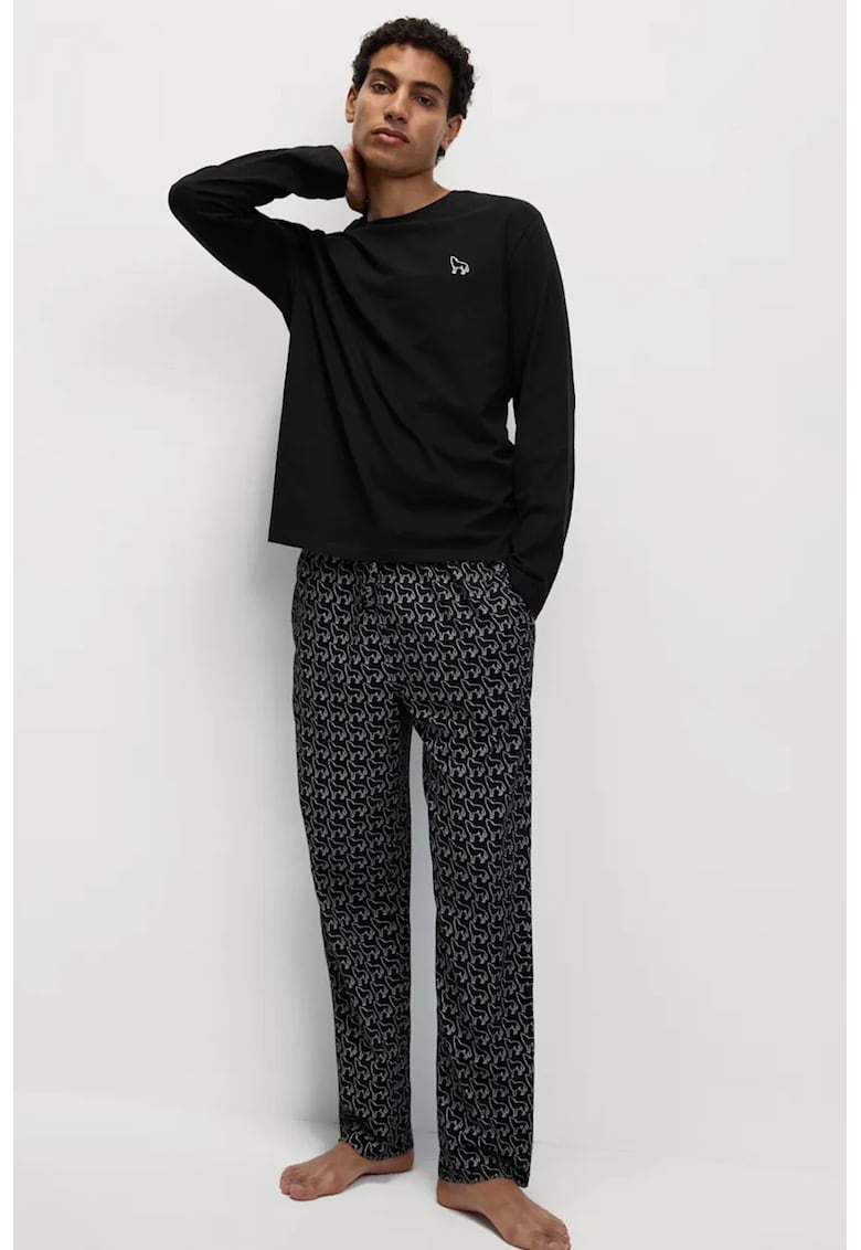 Pijama lunga cu imprimeu grafic