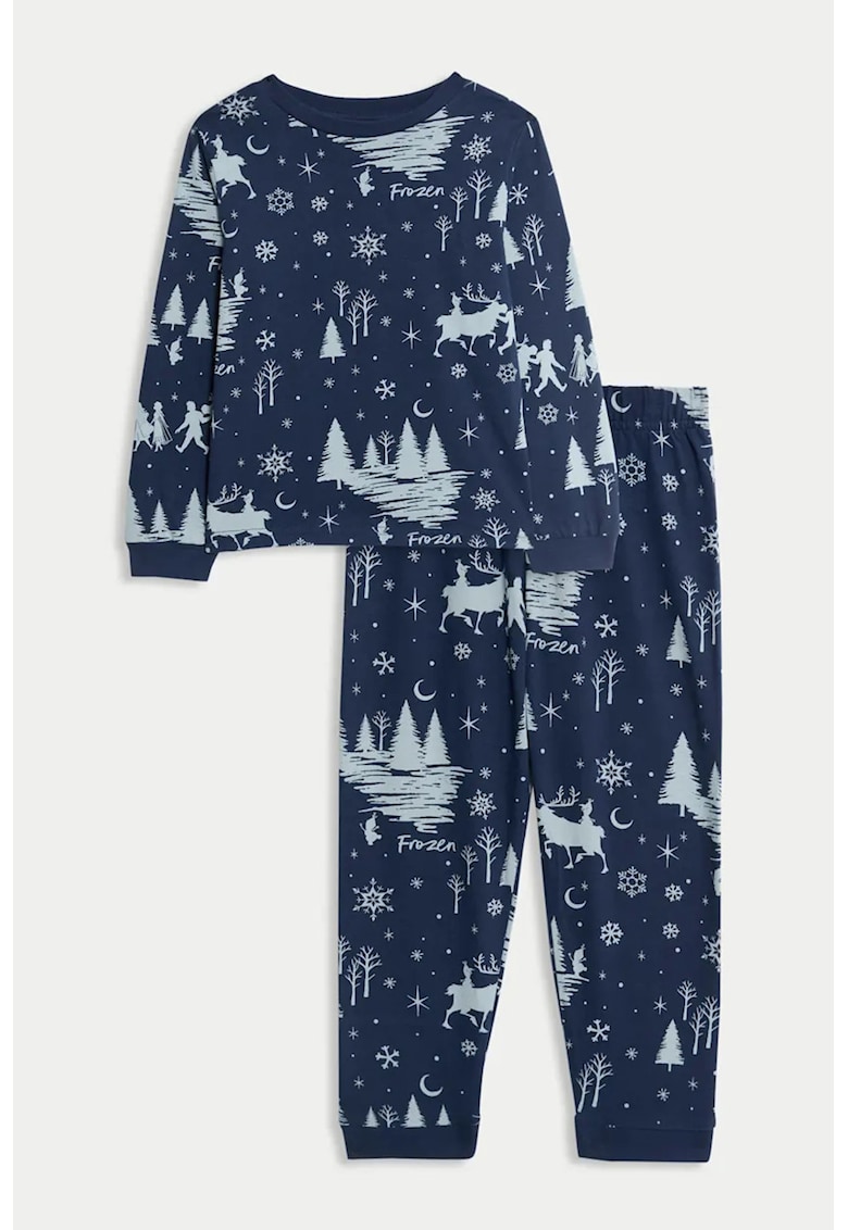 Marks Spencer Pijama de bumbaccu Frozen - Albastru glaciar/Bleumarin