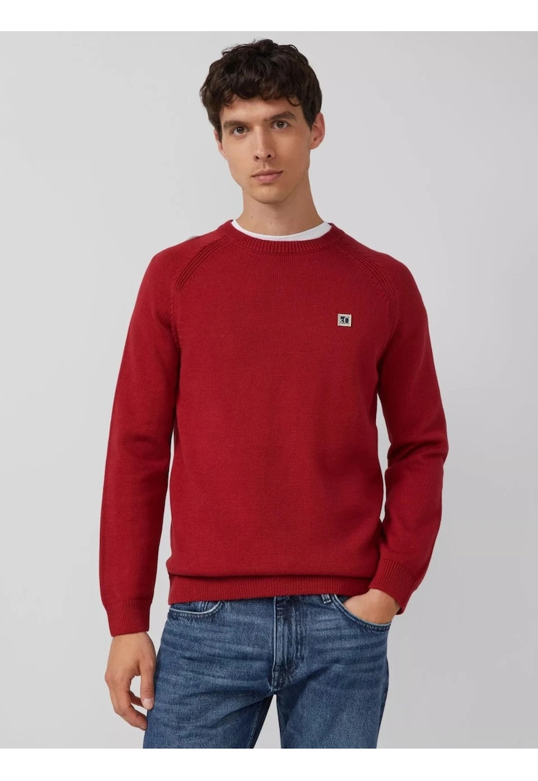 Pulover tricotat din bumbac cu maneci raglan