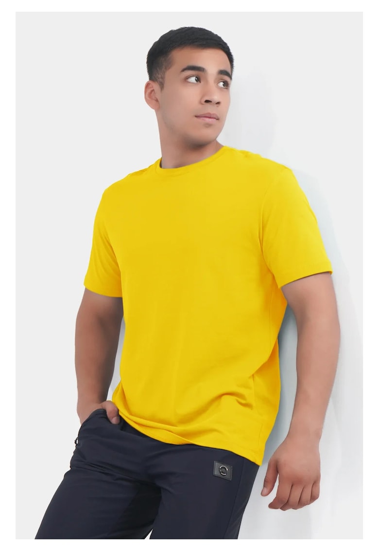 Tricou cu maneca scurta din bumbac pentru barbati - Galben