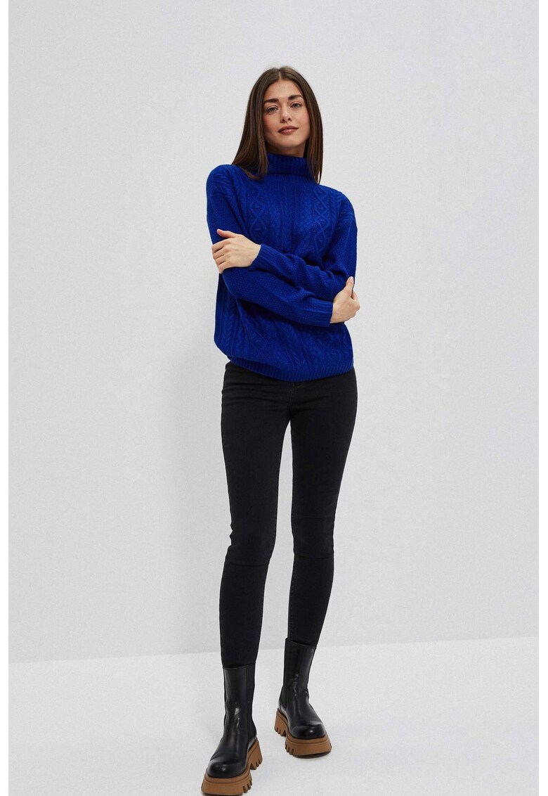 Pulover din tricot gros Z-SW-3914 - Albastru