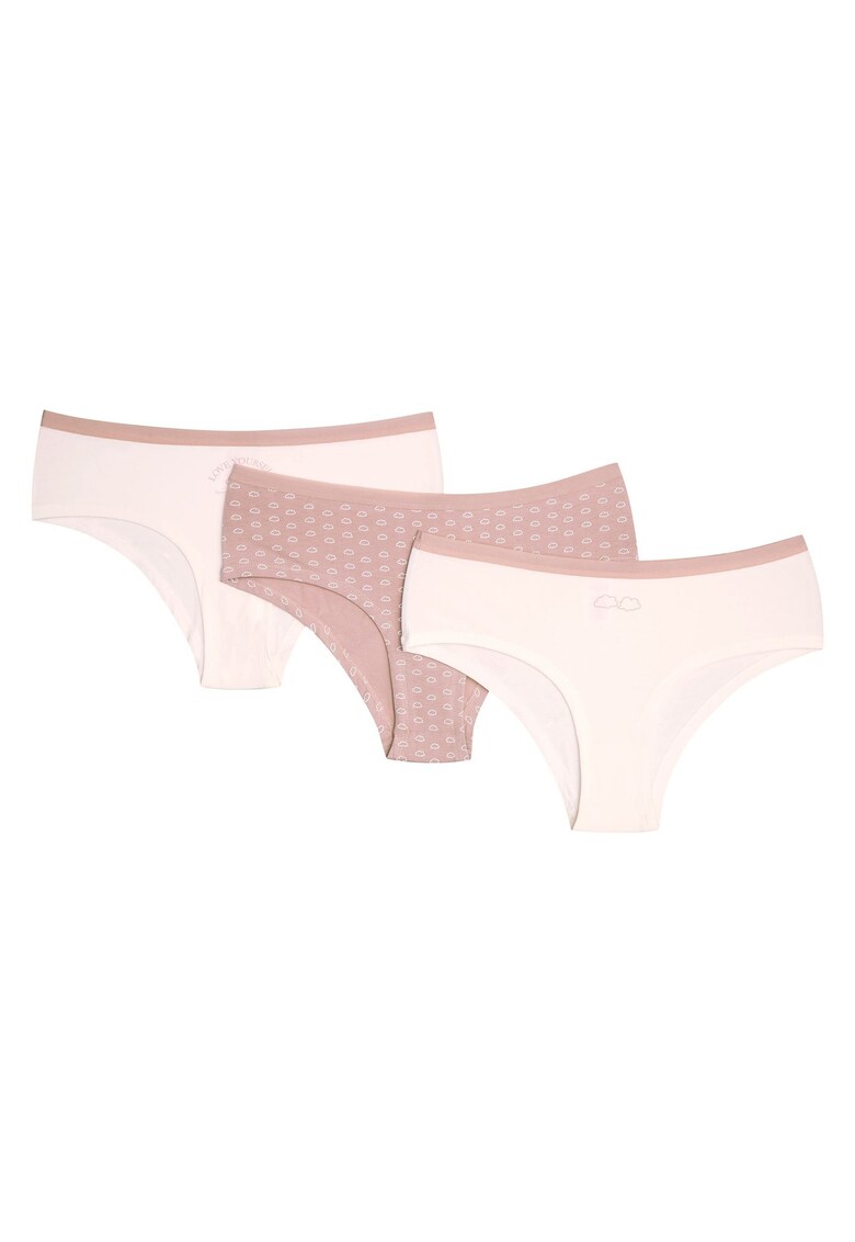 Chiloti dama roz - crem set de 3 perechi Pa-Pa Alb