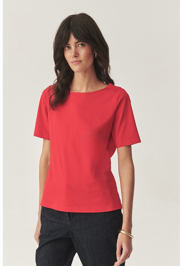 Tricou uni cu decolteu rotund - Rosu vermillion