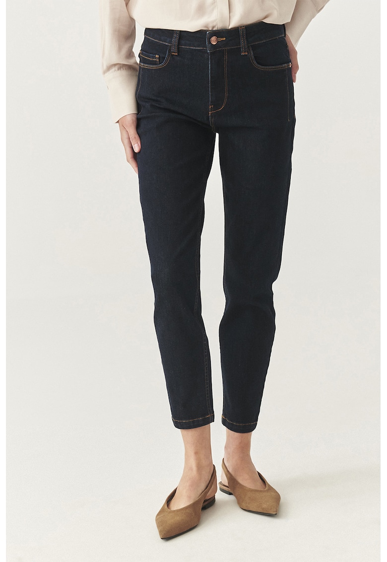 Blugi crop mom-fit - Albastru ultramarin