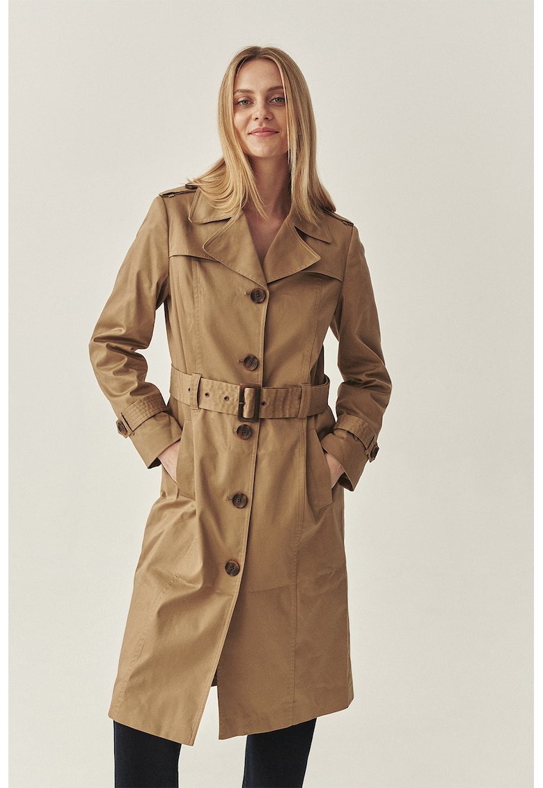 Trenci din amestec de bumbac cu curea in talie