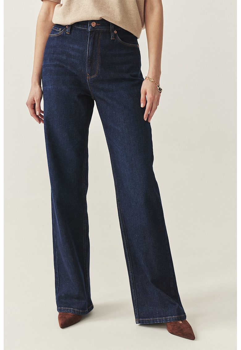 Blugi cu croiala ampla si talie inalta - Albastru ultramarin