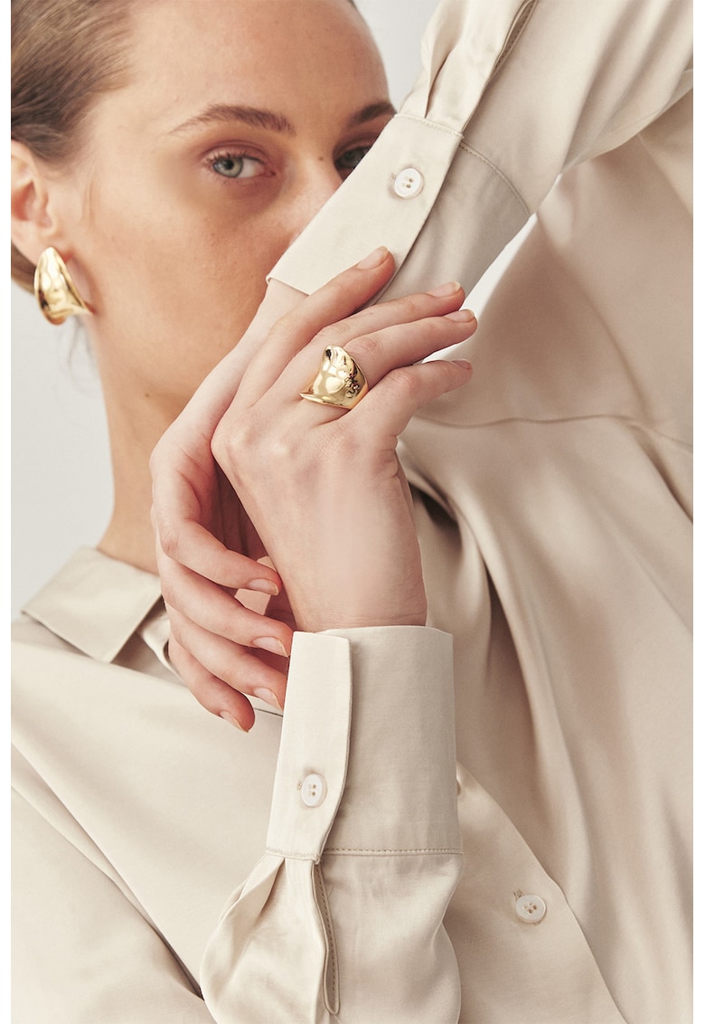 Camasa lejera din satin - Alb murdar