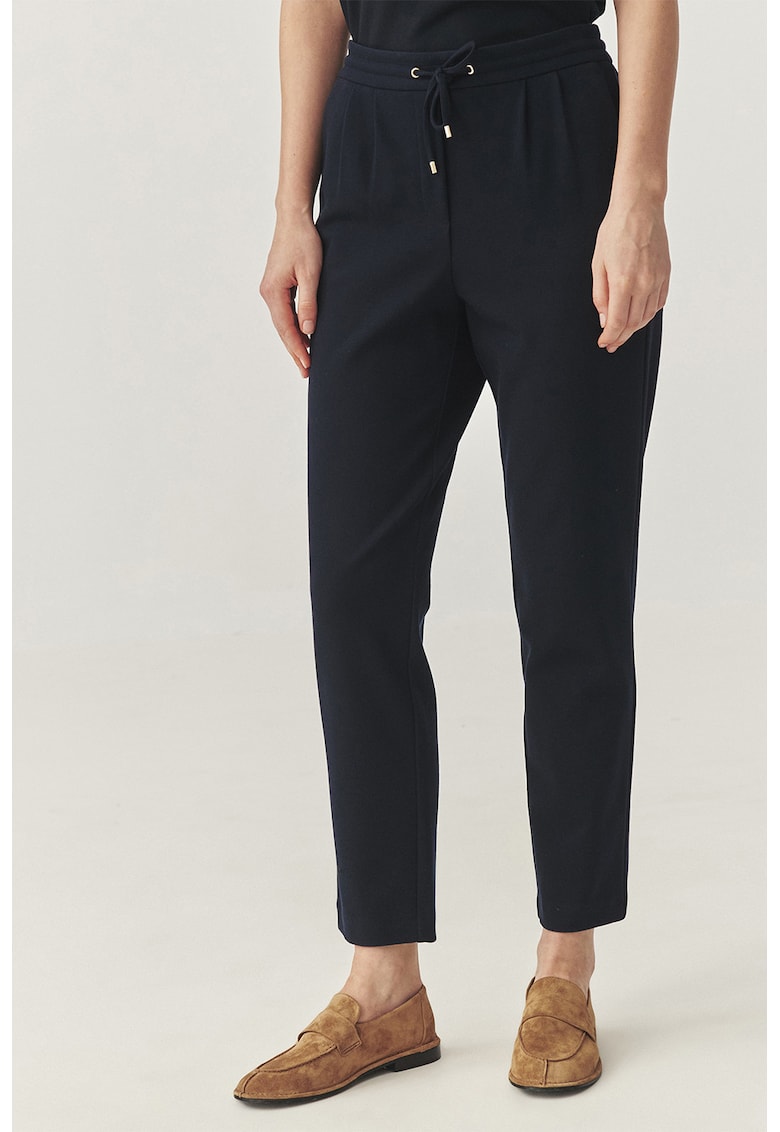 Pantaloni crop cu croiala conica si snur