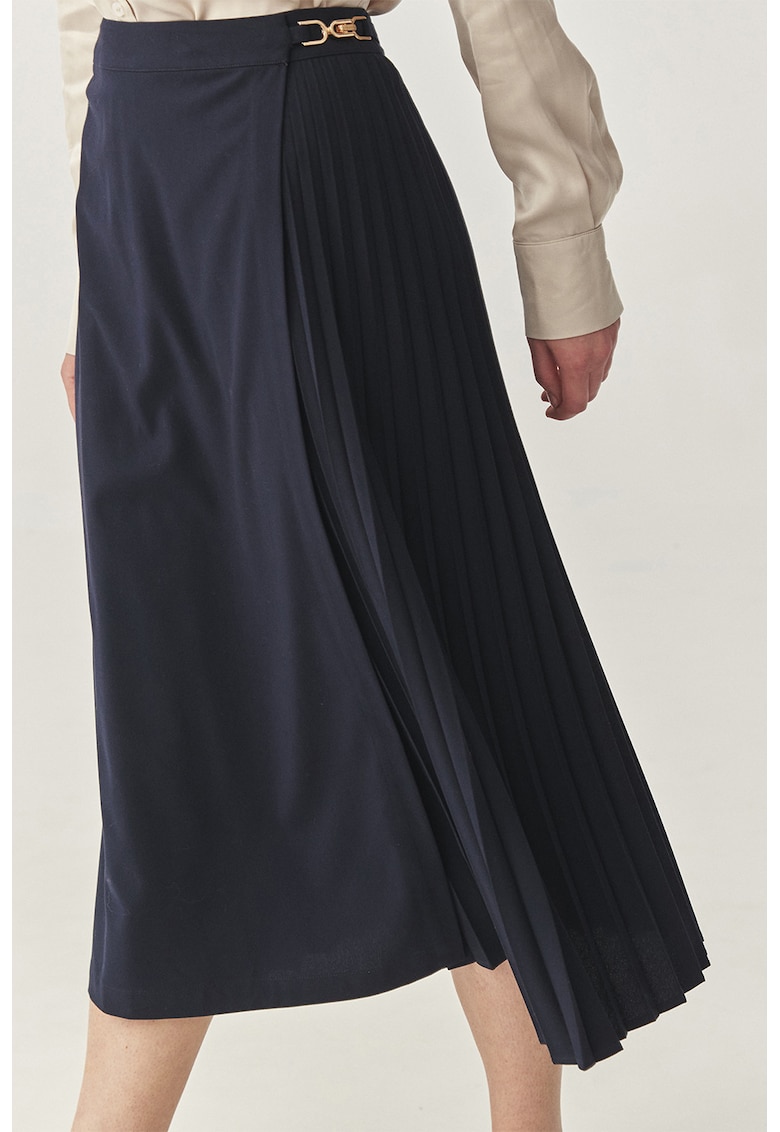 Fusta midi cu pliuri si design petrecut