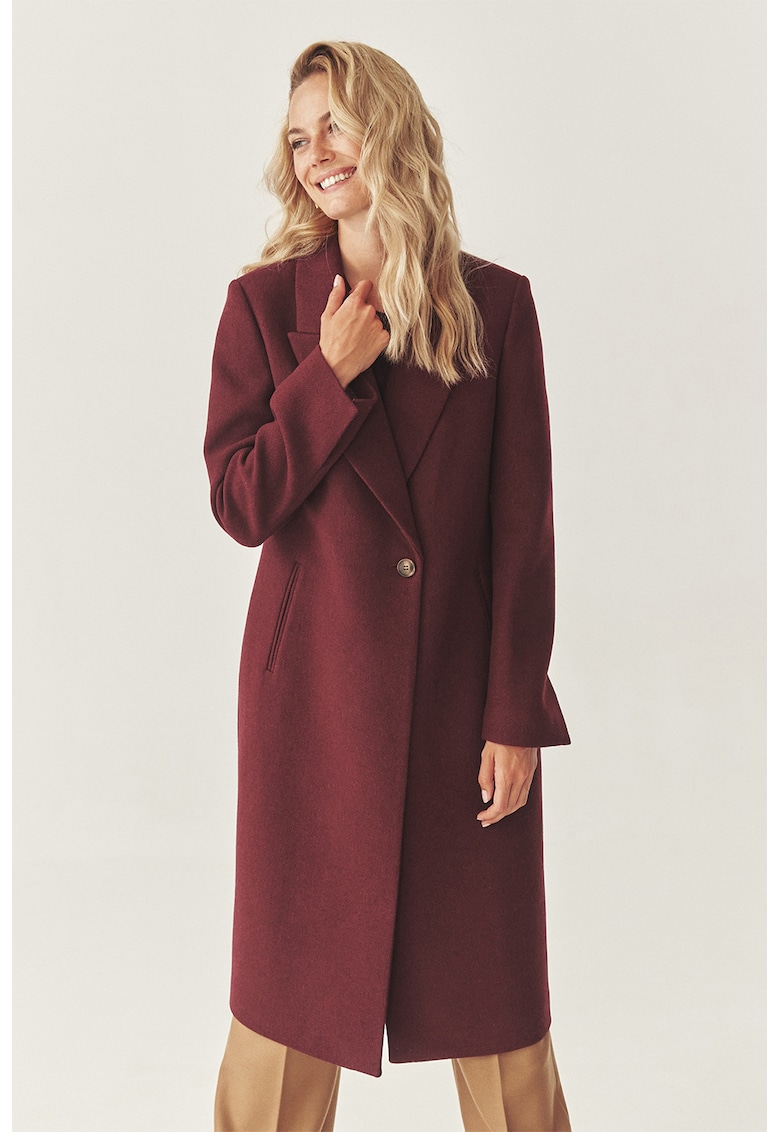 Palton din amestec de lana cu revere decupate