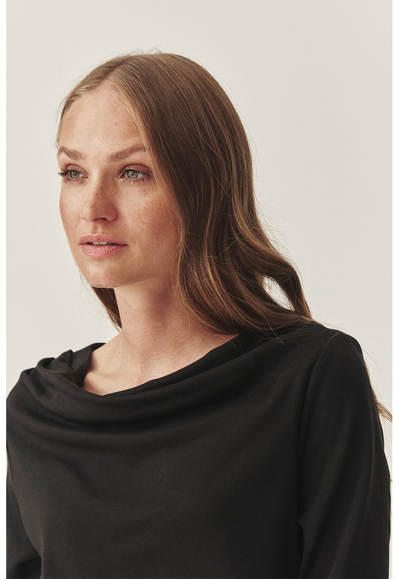 Bluza din amestec de modal cu fronseu - Negru