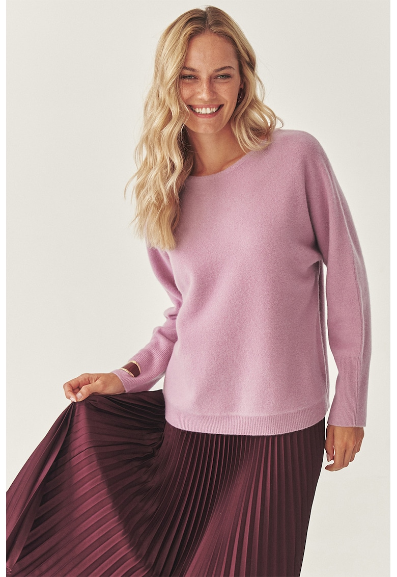 Pulover din lana cu decolteu barcuta - Lila