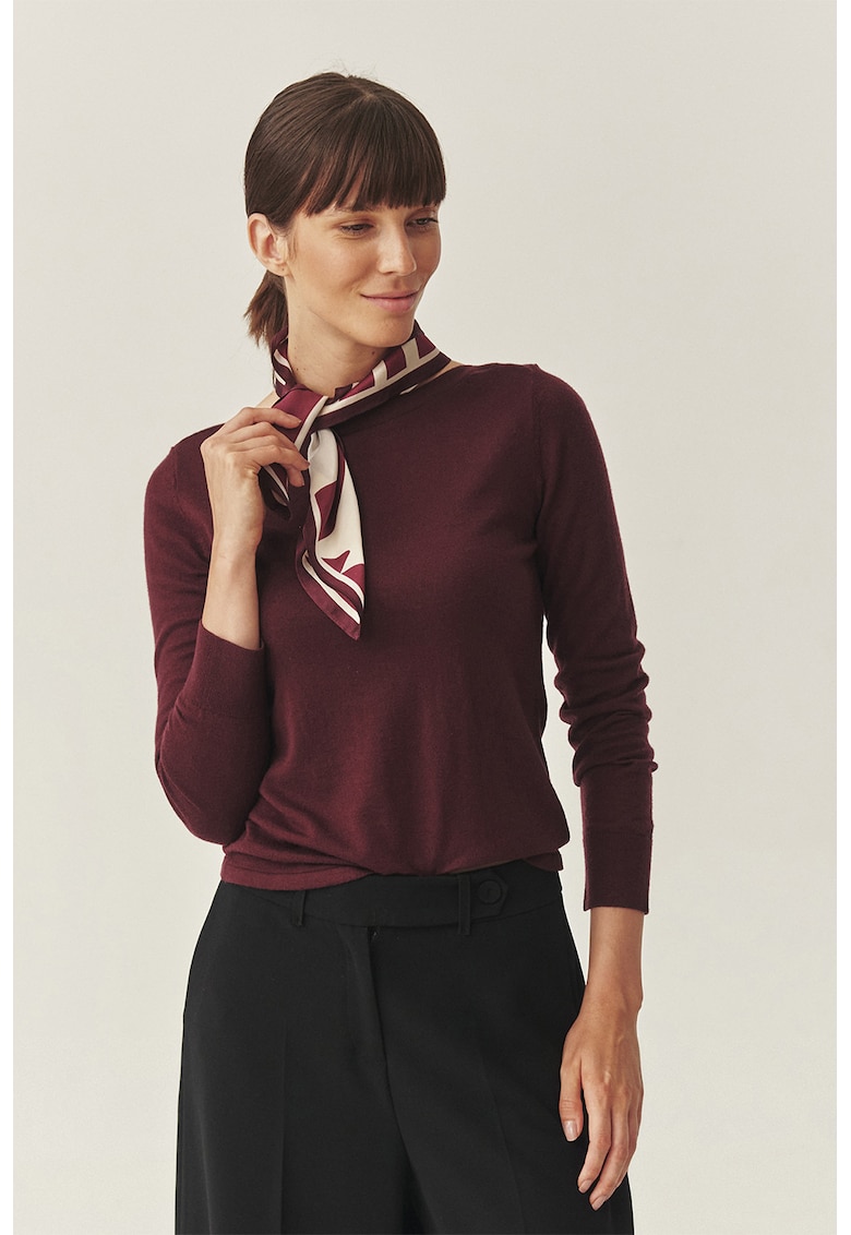 Pulover tricotat fin din amestec de lana