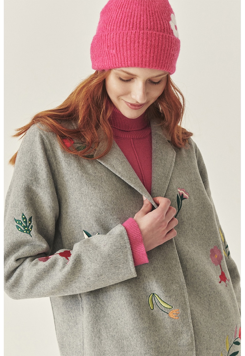 Palton din amestec de lana cu broderie TATUUM x Adeline Wang