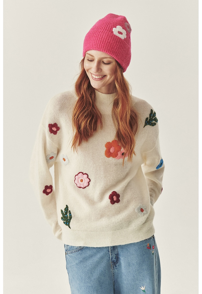 Pulover din amestec de lana cu broderii flroale TATUUM x Adeline Wang